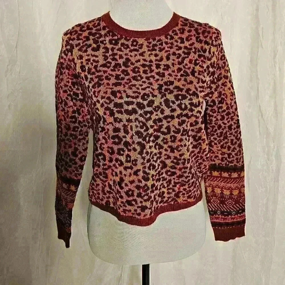 Sparkly Leopard Print Crop Sweater
